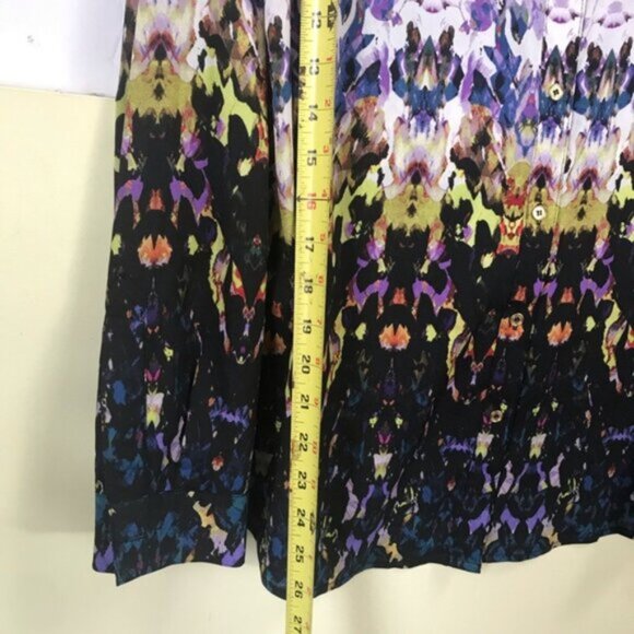 Calvin Klein Floral Oversized Boho Shirt Blouse Button RollTab Long Sleeve Top M - Picture 16 of 16